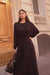 Black Cotton Draped Dress