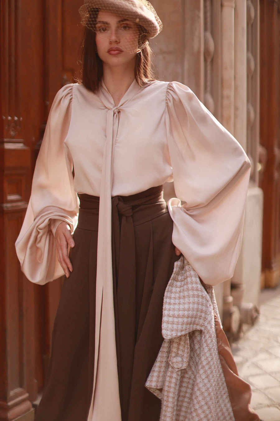 Brown Tailored Wrap Trousers