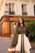 Olive Satin Baroque Blouse