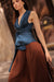 Blue Satin Duchesse Blouse