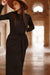 Round Neck Black Maxi Wrap Dress