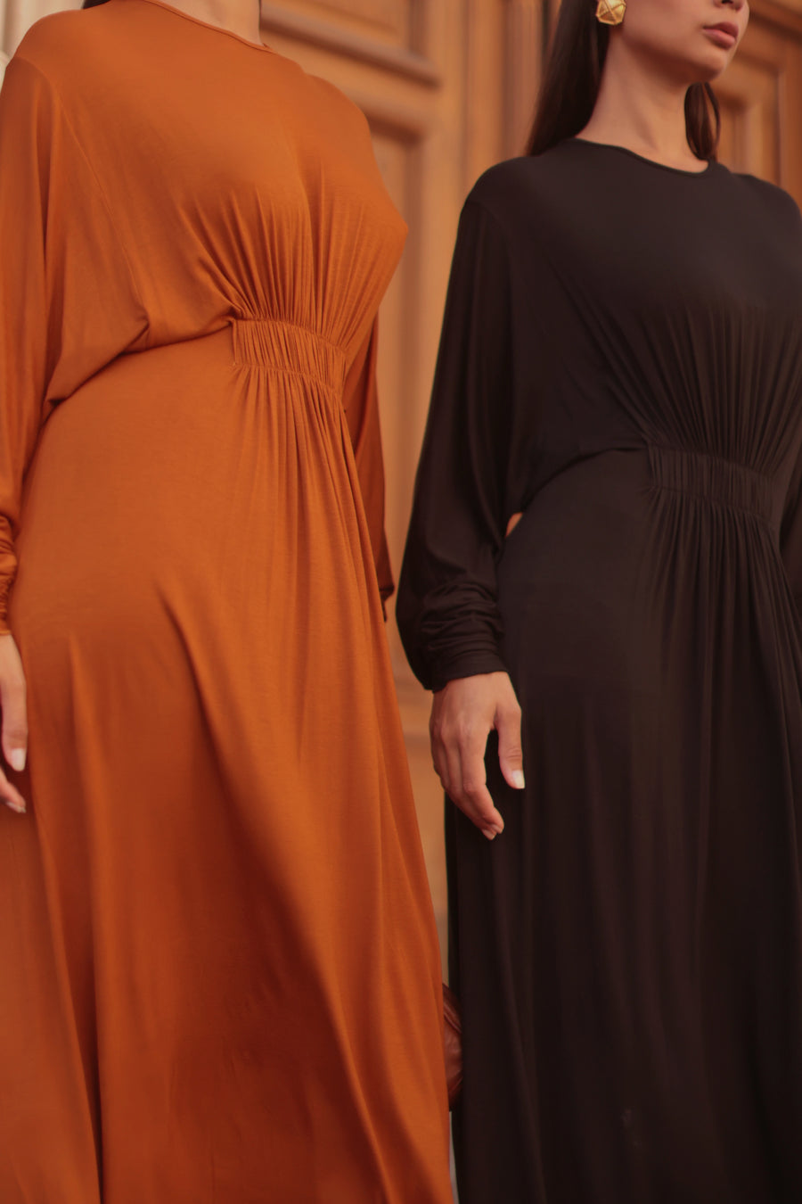 Terracotta Cotton Draped Dress