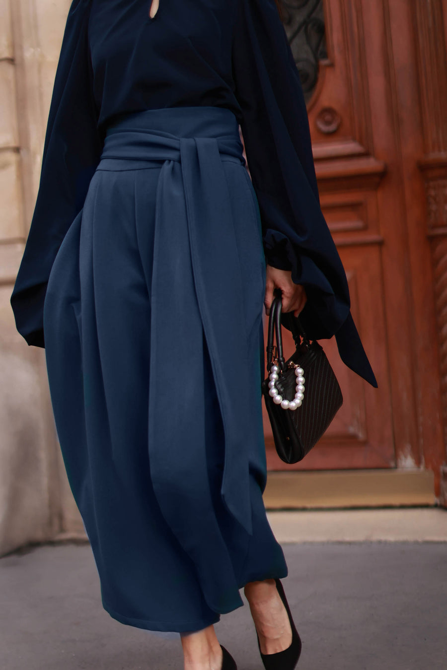 Blue Tailored Wrap Trousers