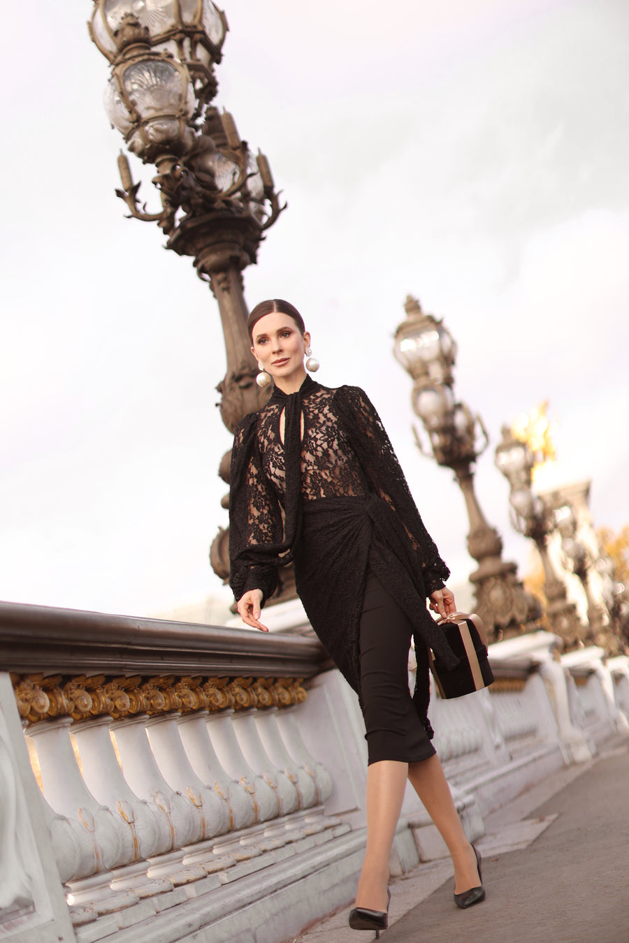 Baroque Lace Wrap Dress