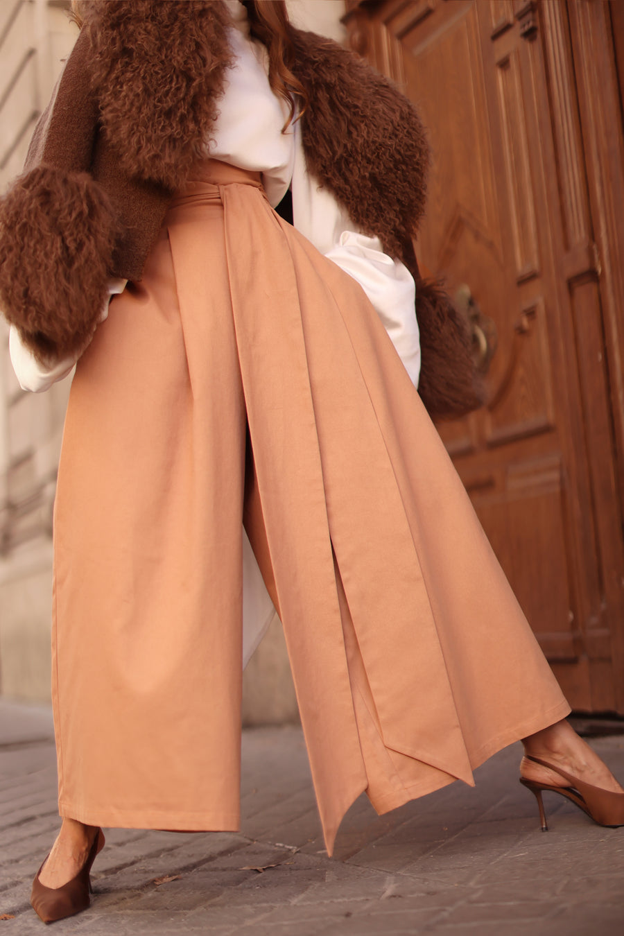 Camel Tailored Wrap Trousers