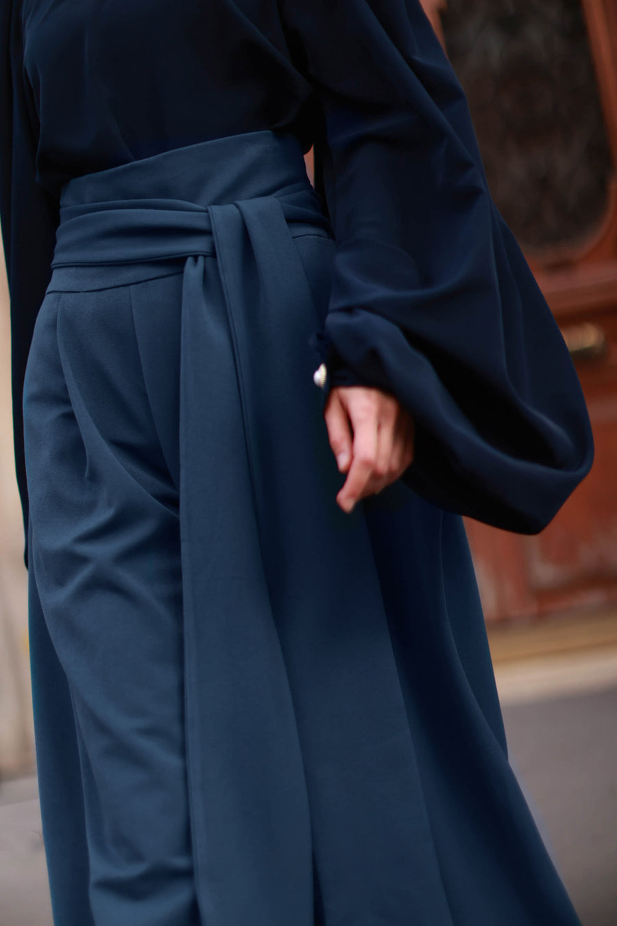 Blue Tailored Wrap Trousers