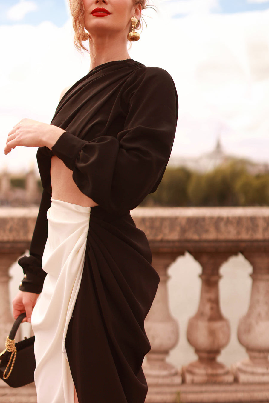 Black Draped Blouse