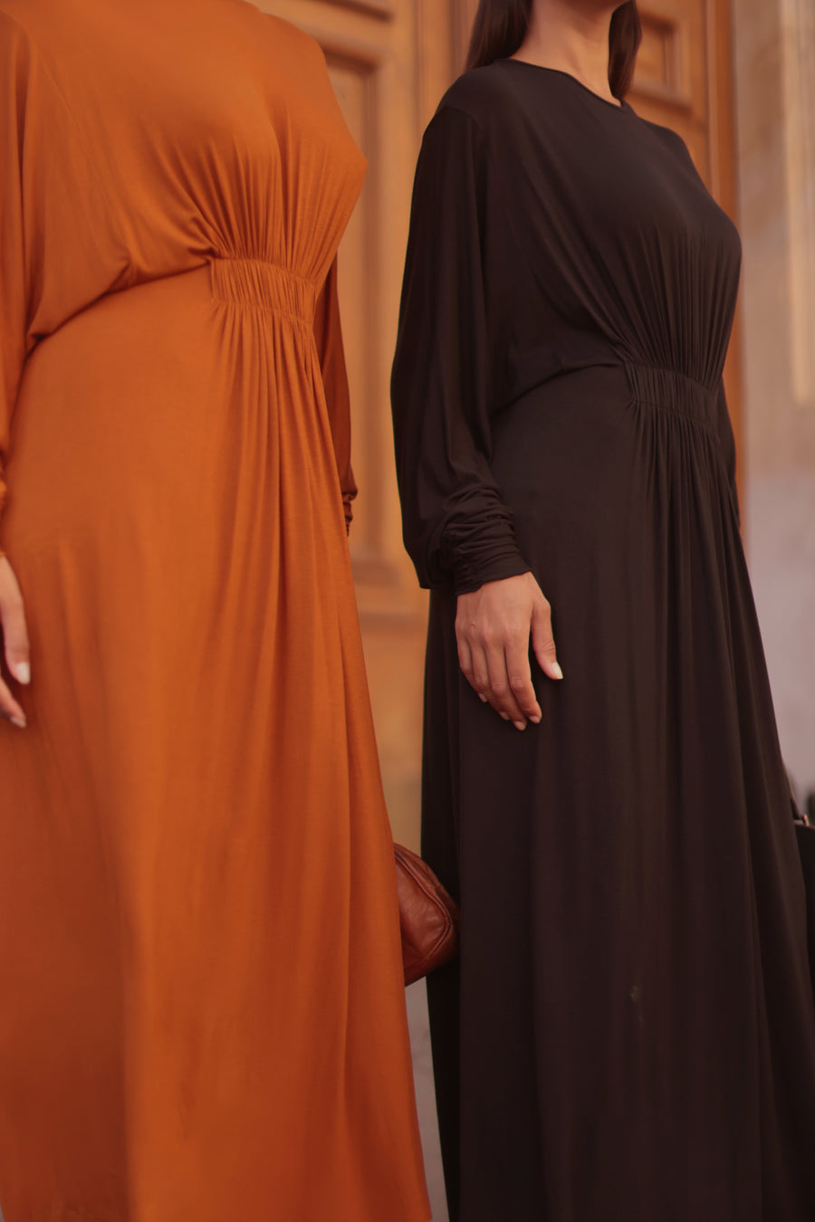 Black Cotton Draped Dress