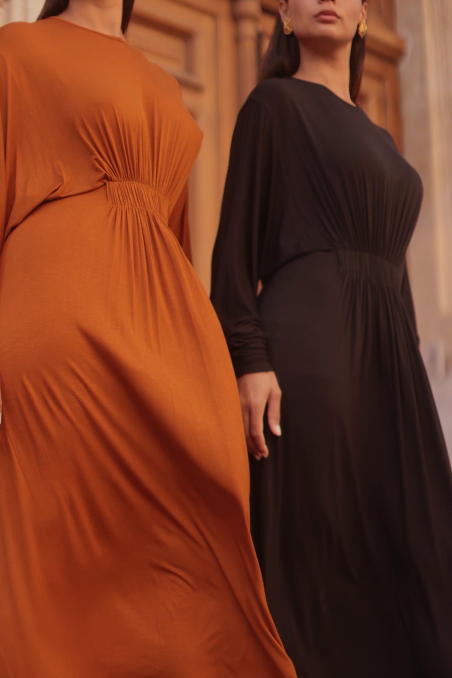 Terracotta Cotton Draped Dress