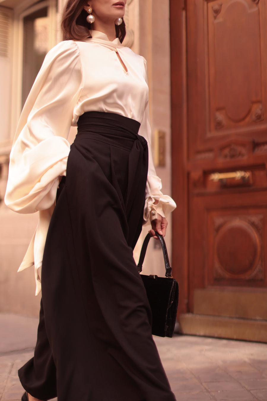 Black Tailored Wrap Trousers
