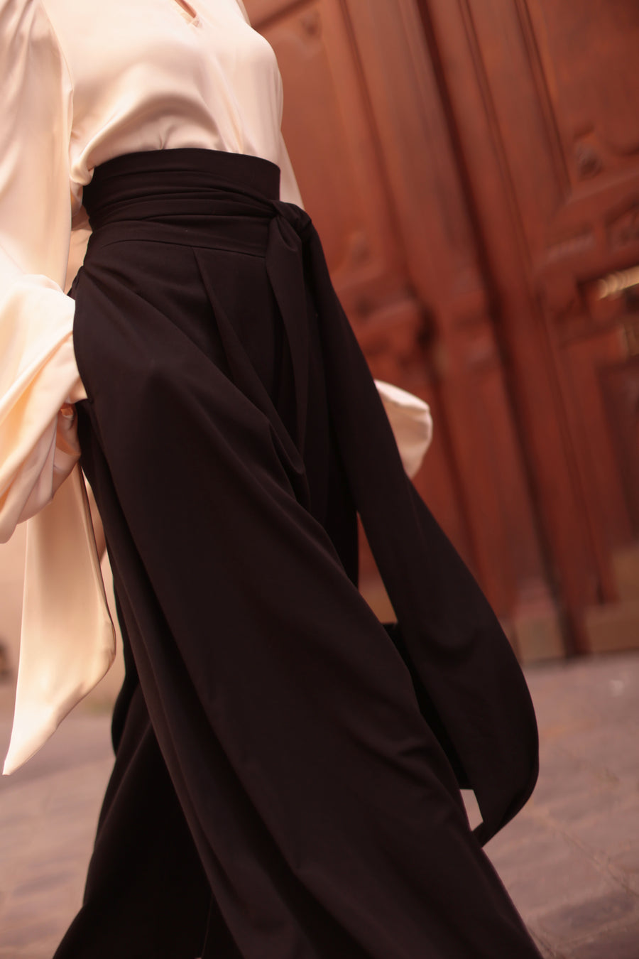 Black Tailored Wrap Trousers