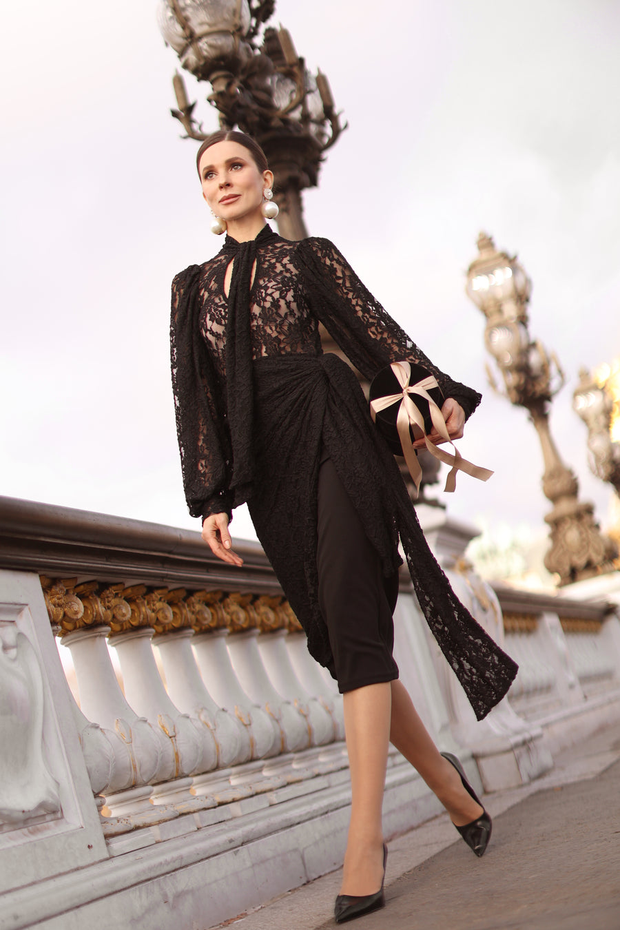 Baroque Lace Wrap Dress