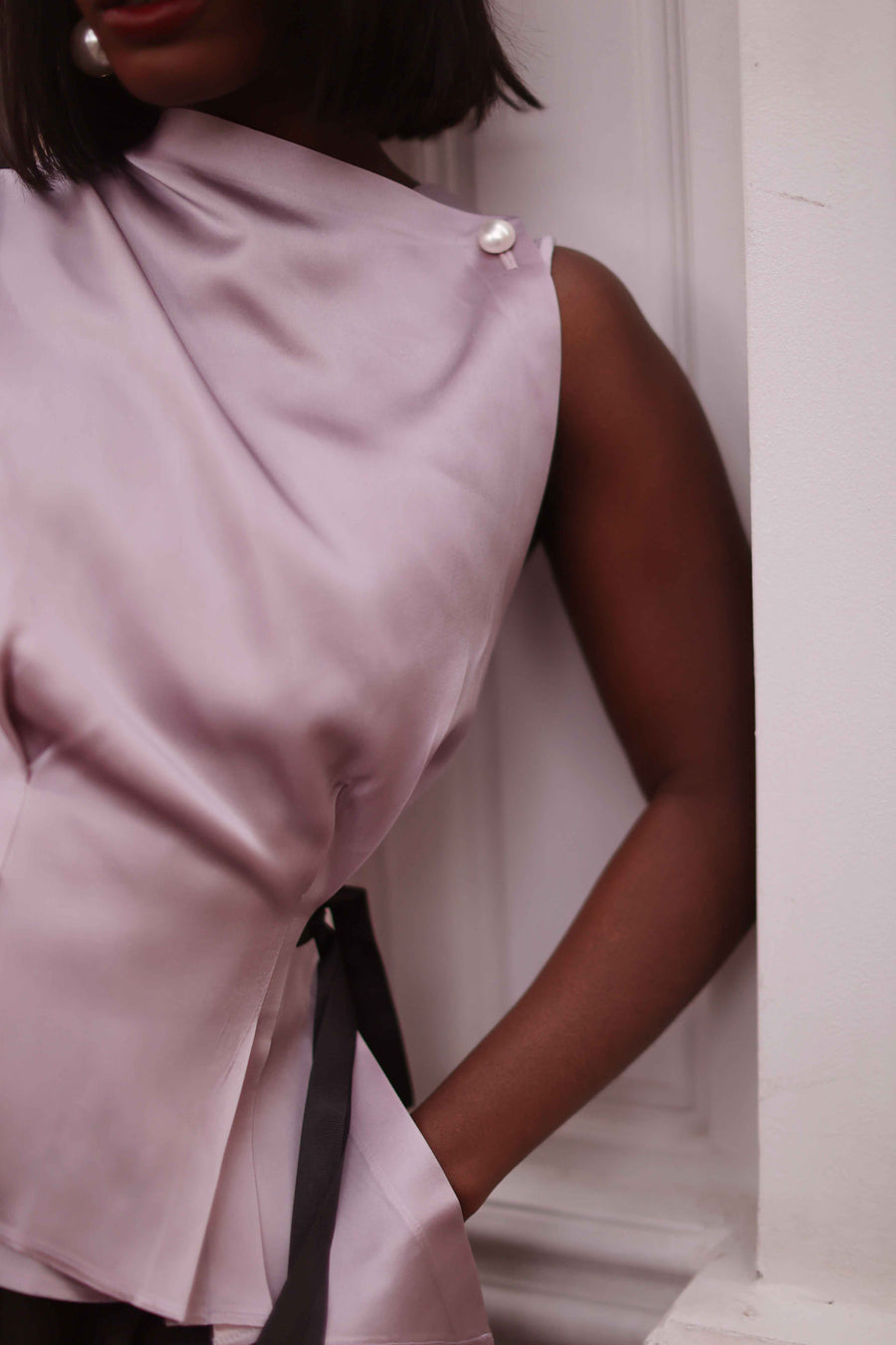 Lavender Satin Orsay Blouse