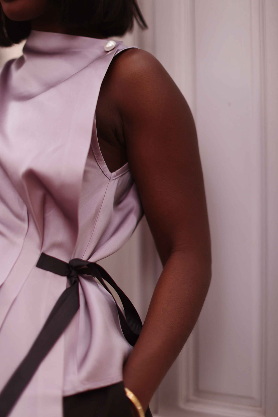 Lavender Satin Orsay Blouse
