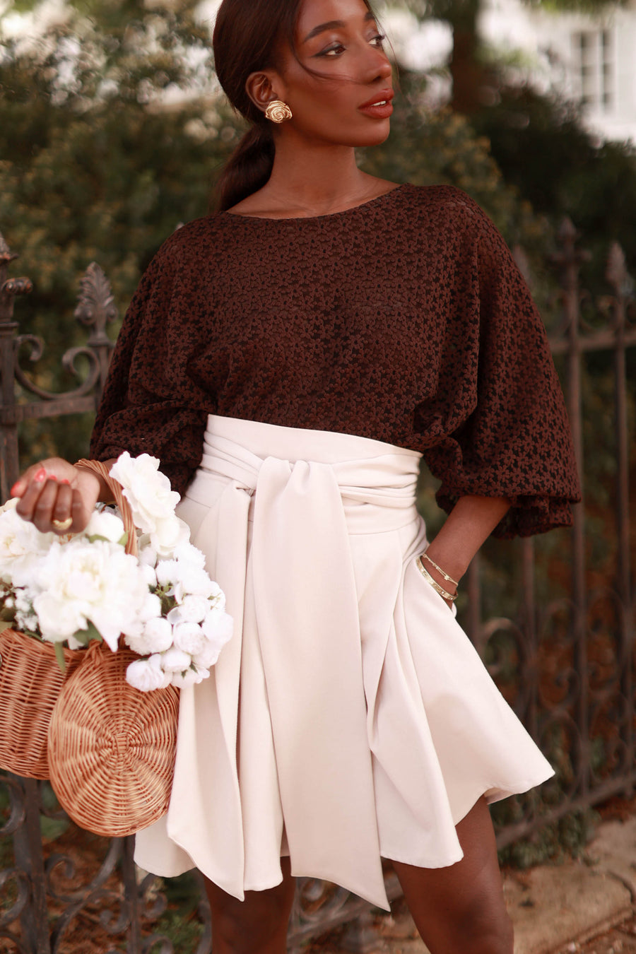 Draped Daisy Lace Blouse