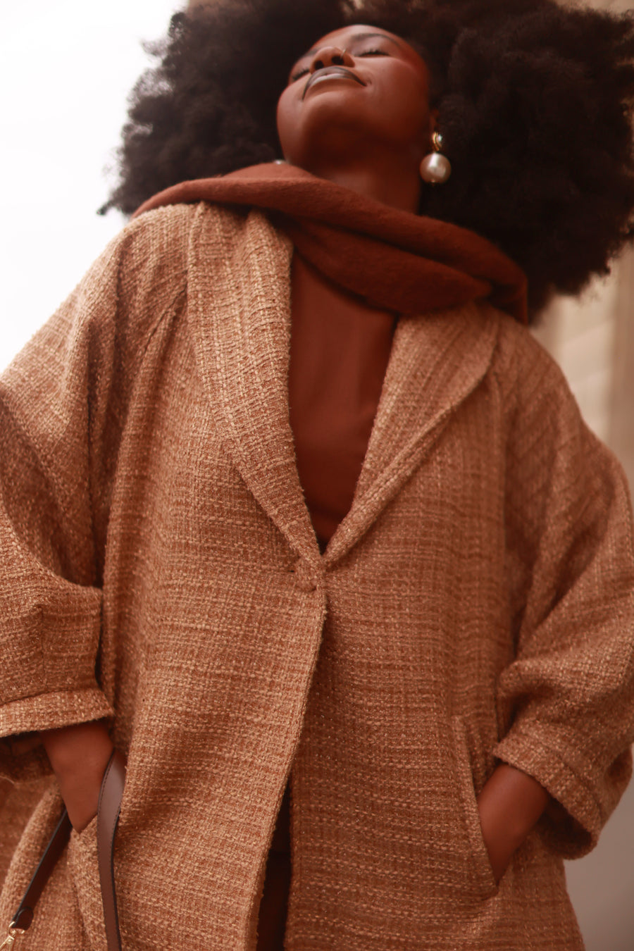 Camel Tweed Swing Coat