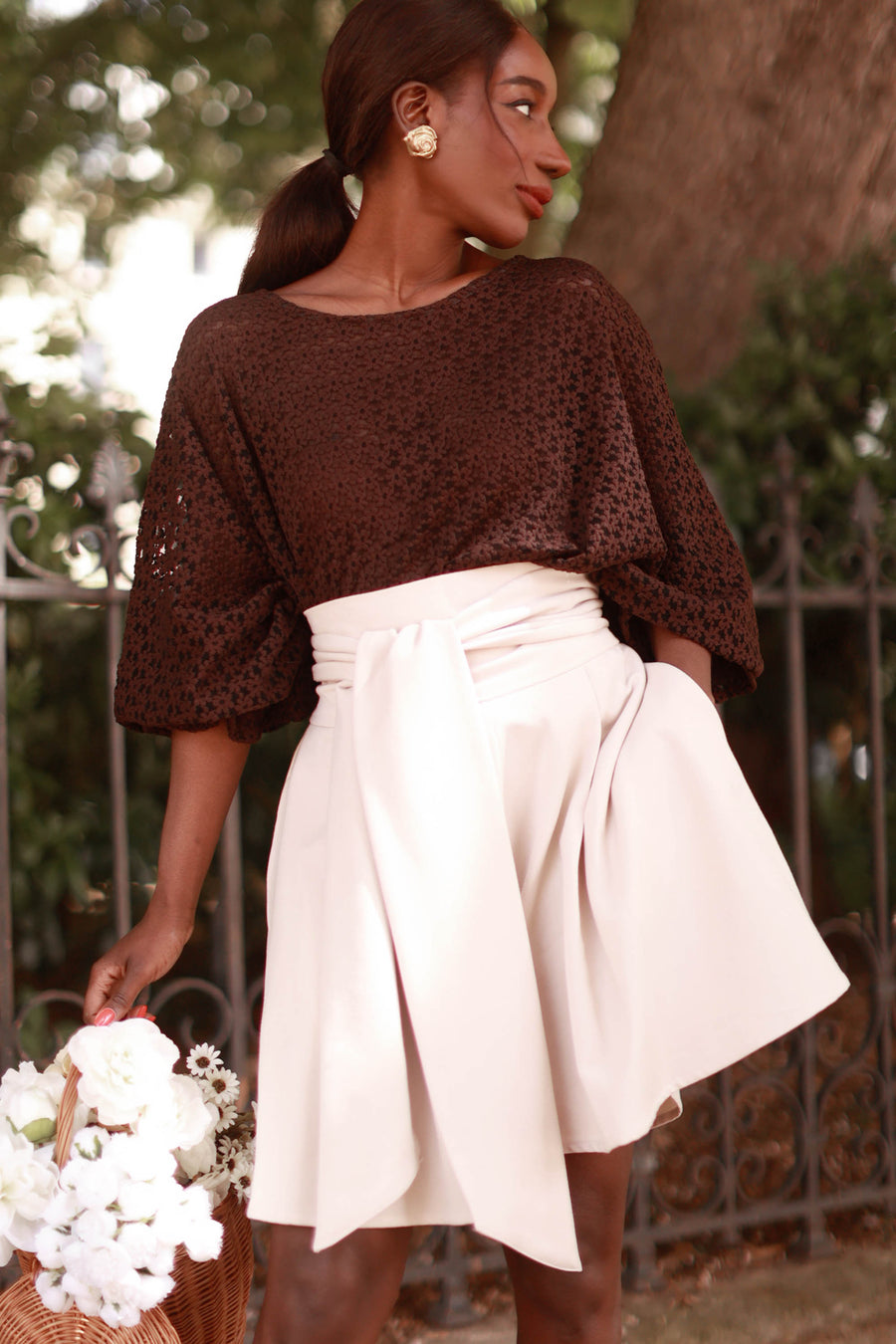 Draped Daisy Lace Blouse