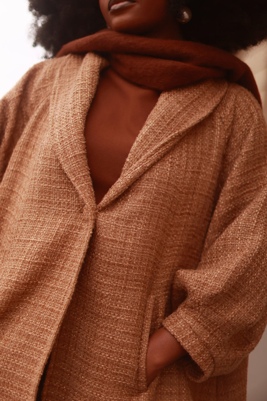 Camel Tweed Swing Coat