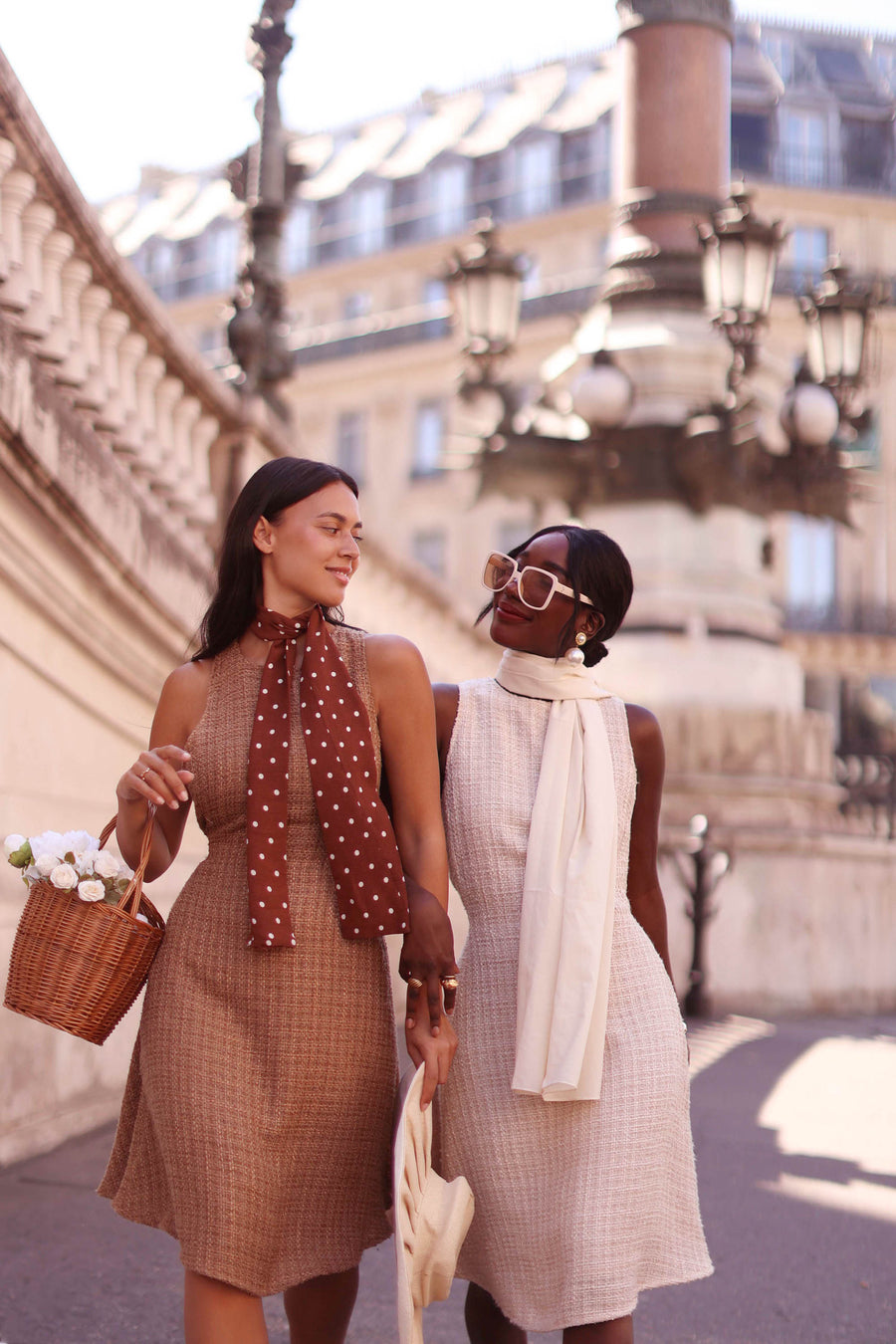 Beige Tweed Swing Dress