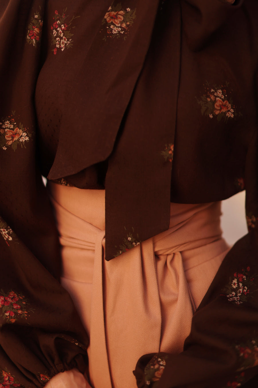 Brown Bouquet Rococo Blouse