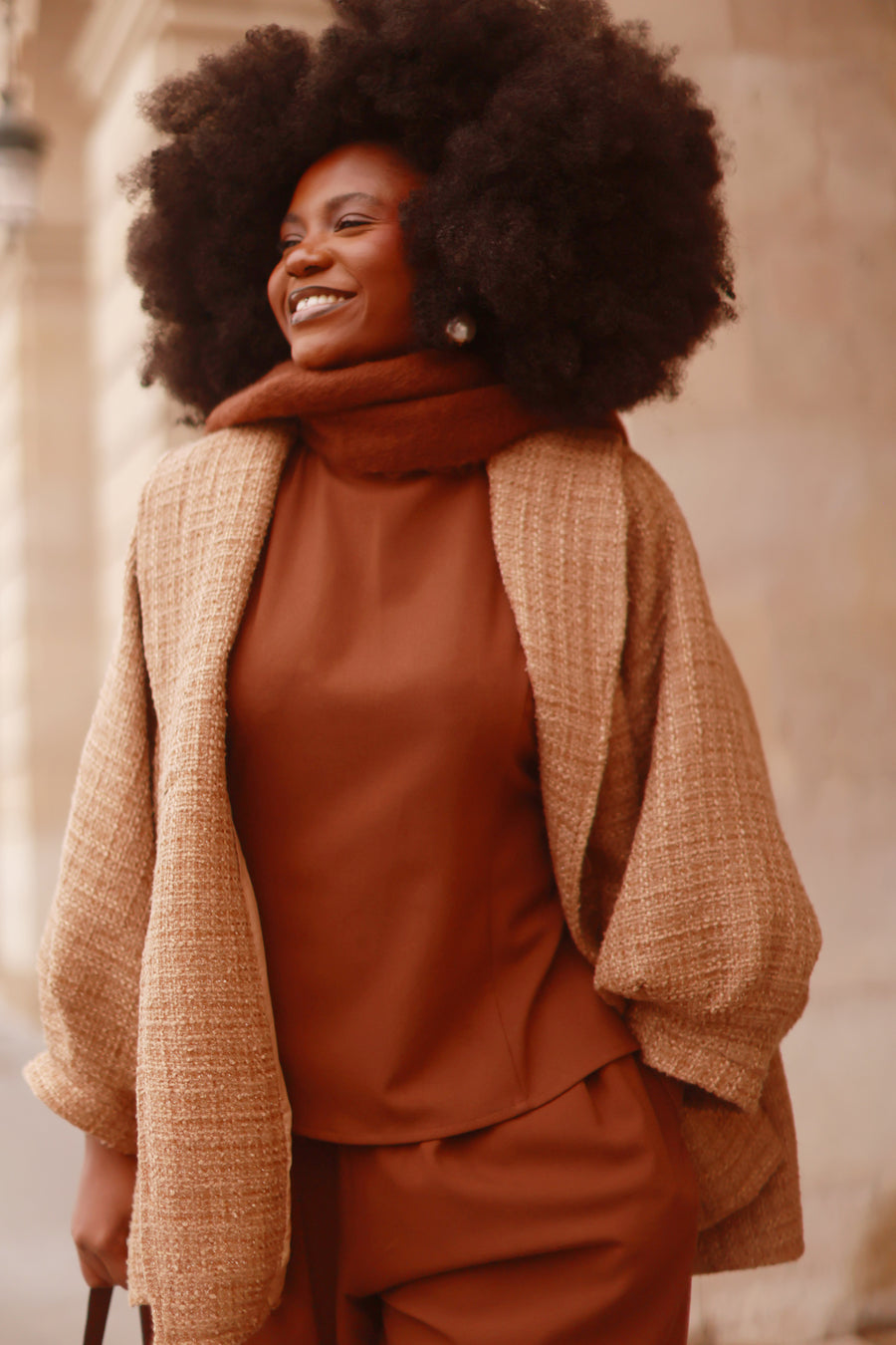 Camel Tweed Swing Coat