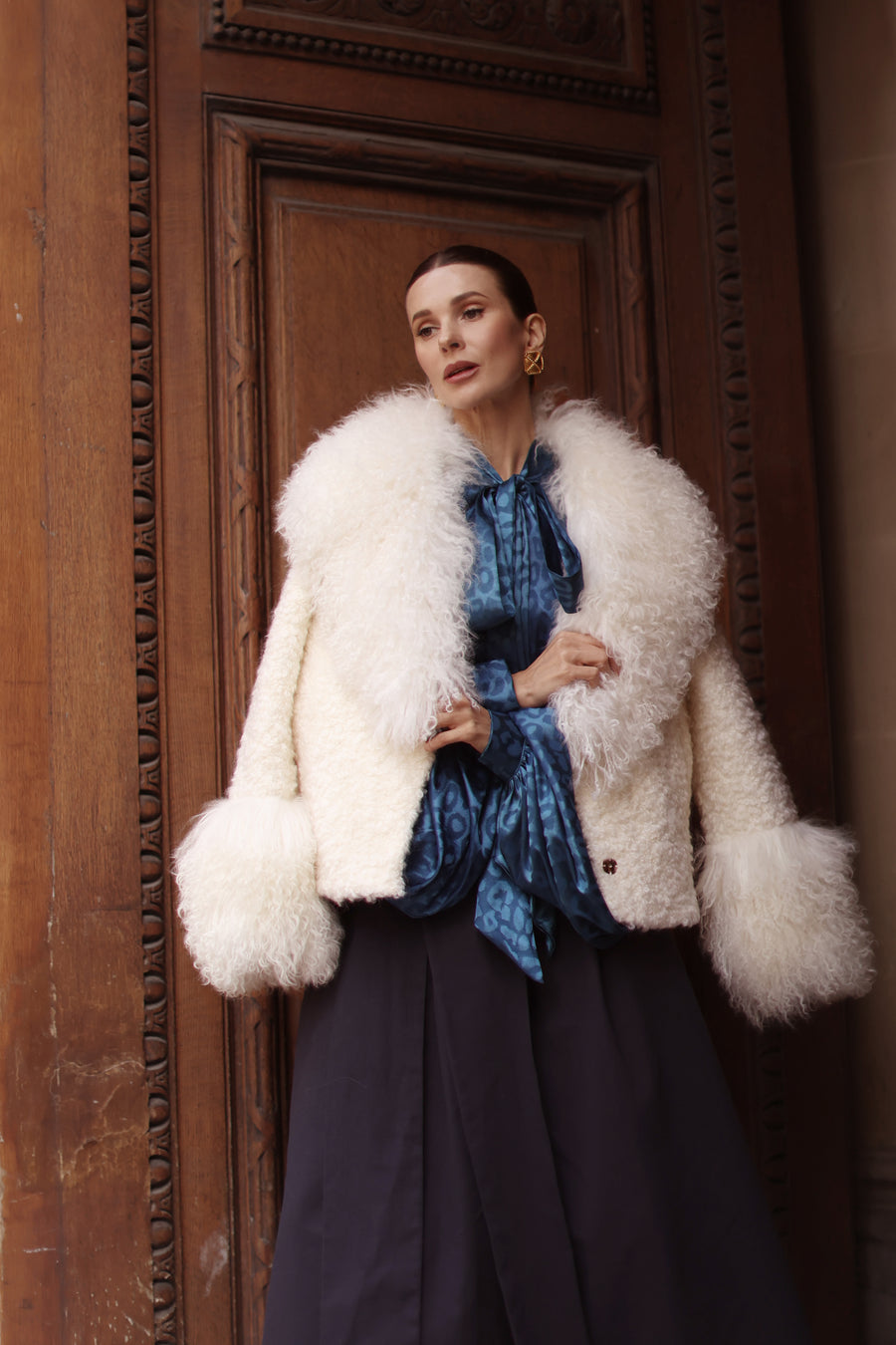 Blue Leopard Baroque Blouse
