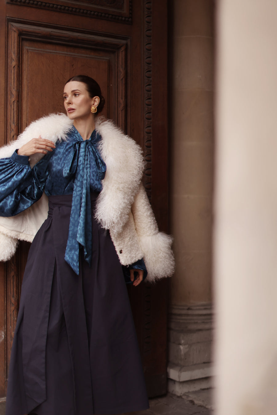 Blue Leopard Baroque Blouse