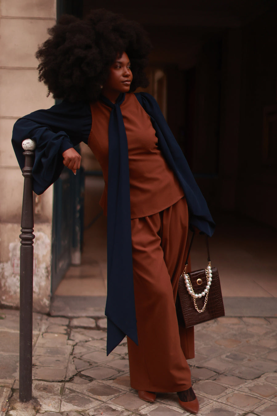 Navy Baroque Blouse