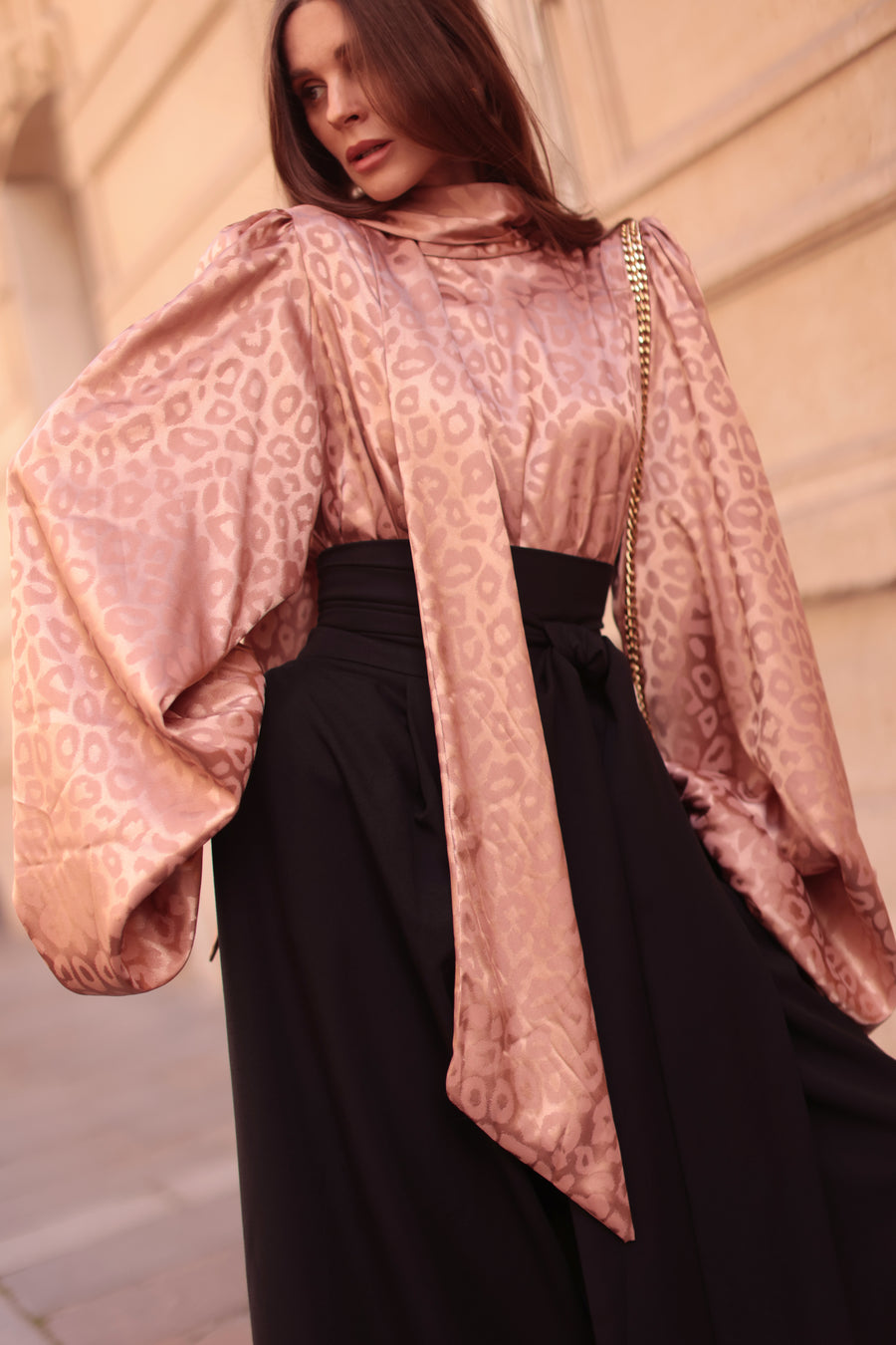 Rose Leopard Baroque Blouse