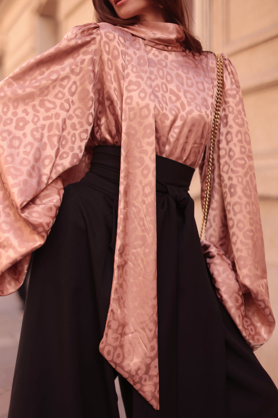 Rose Leopard Baroque Blouse