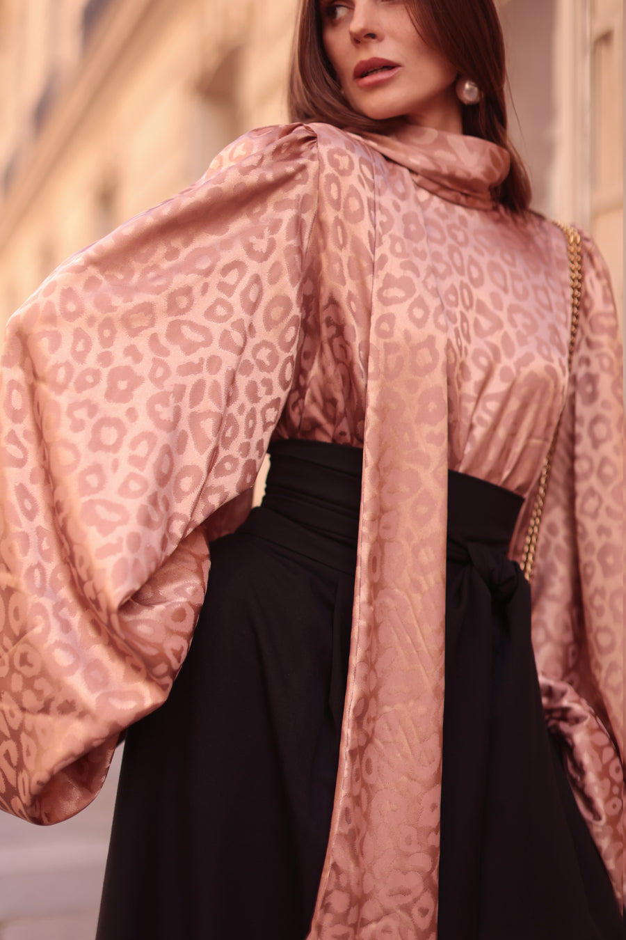 Rose Leopard Baroque Blouse
