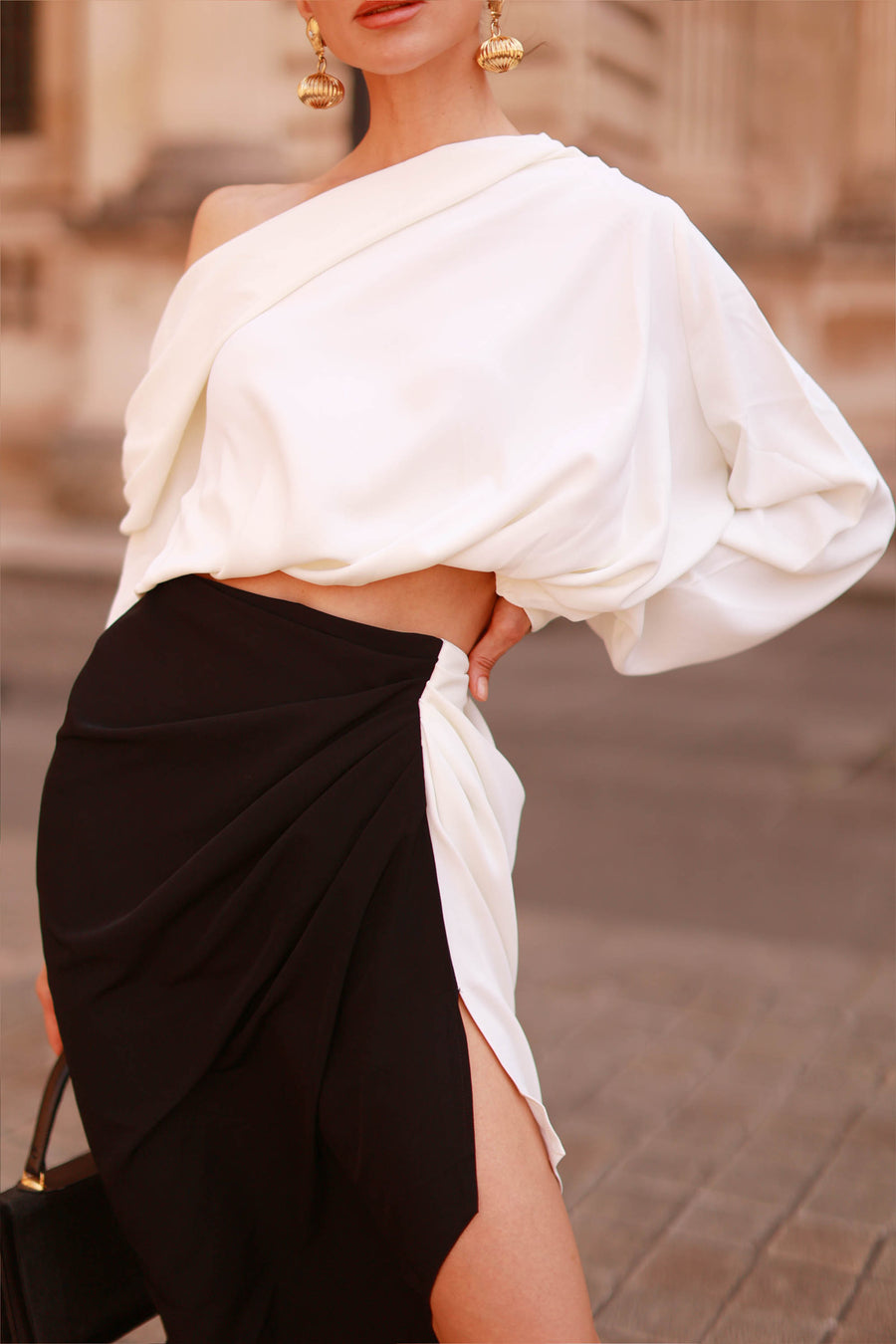 White Draped Blouse