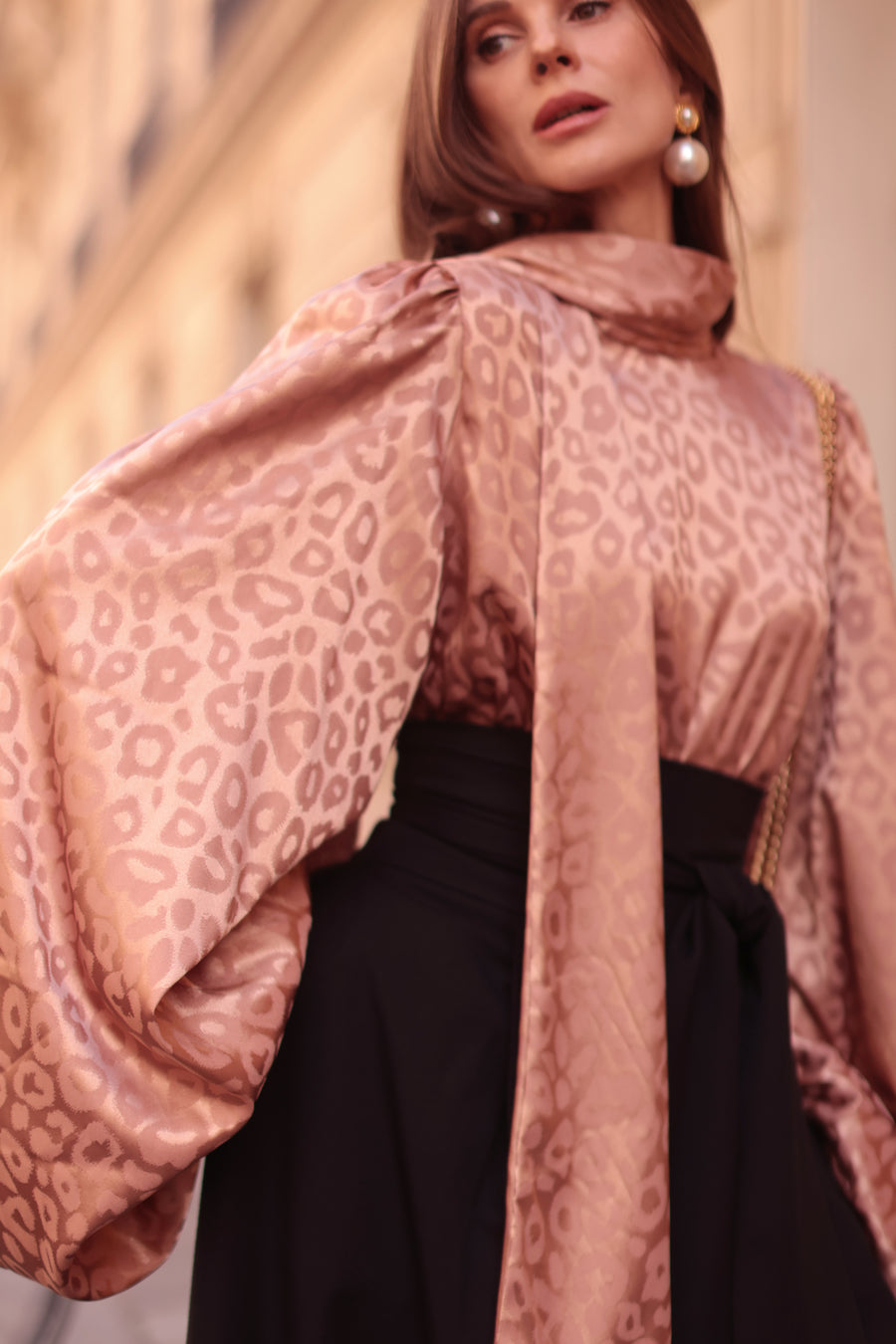Rose Leopard Baroque Blouse