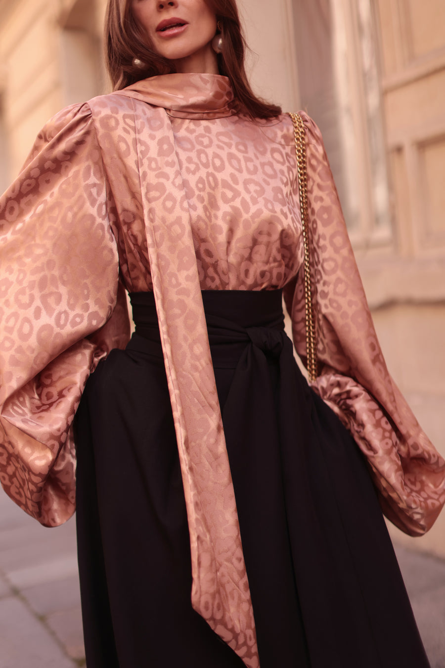 Rose Leopard Baroque Blouse