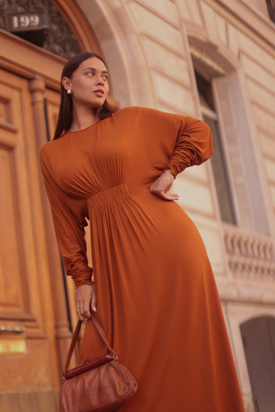 Terracotta Cotton Draped Dress