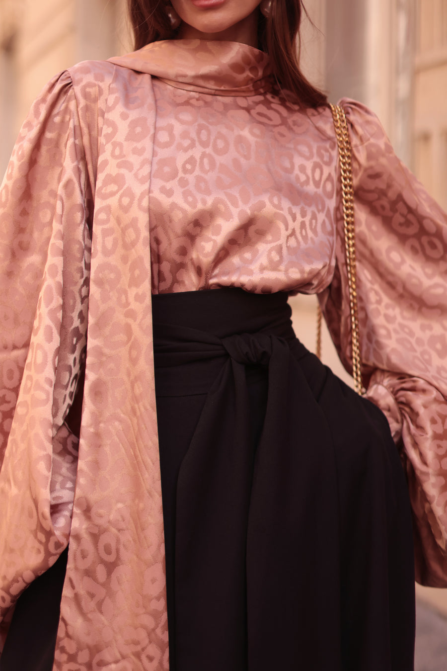 Rose Leopard Baroque Blouse