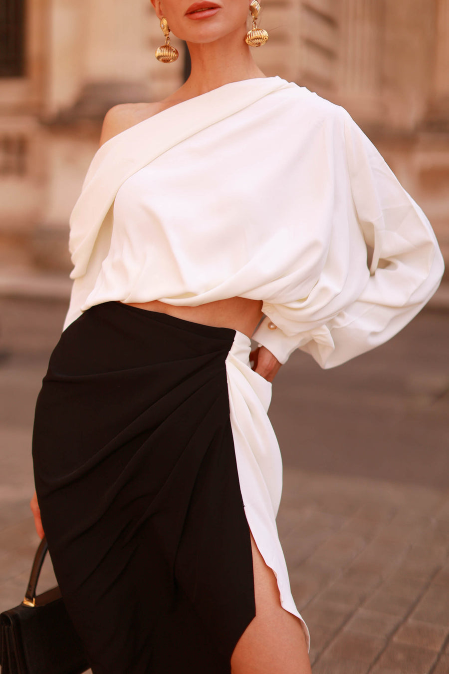 White Draped Blouse