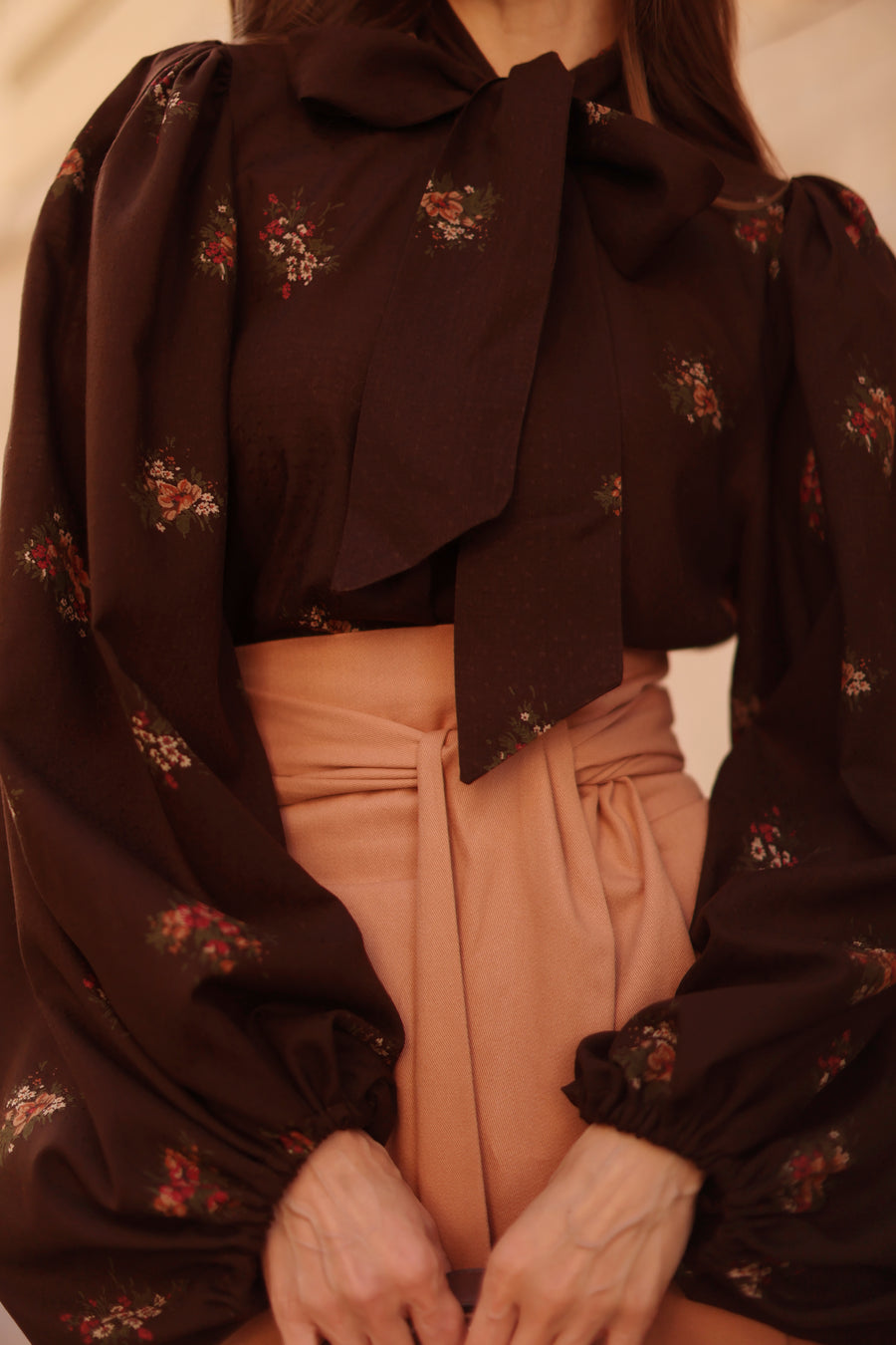 Brown Bouquet Rococo Blouse