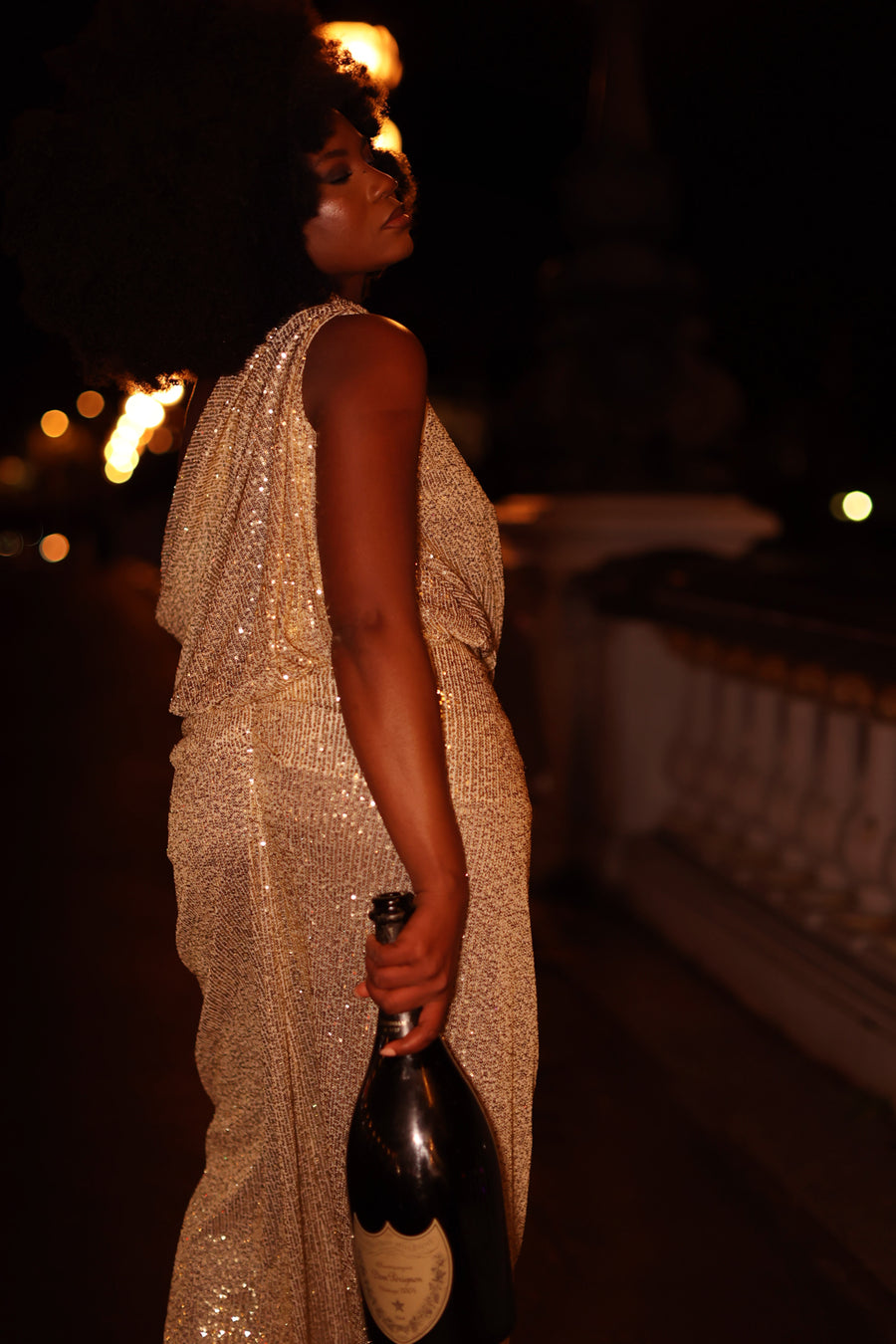 Voltaire Sequin Draped Dress