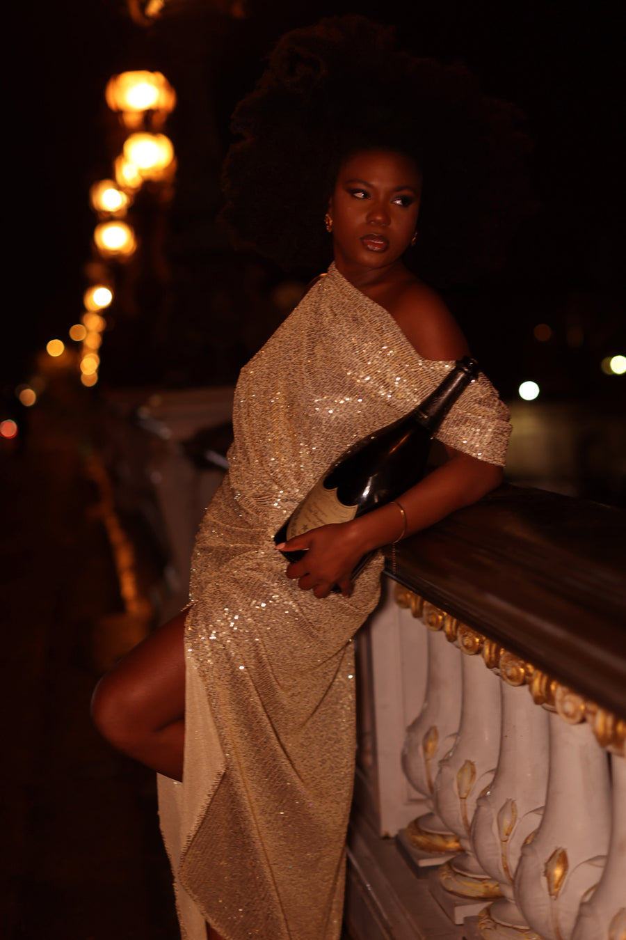 Voltaire Sequin Draped Dress