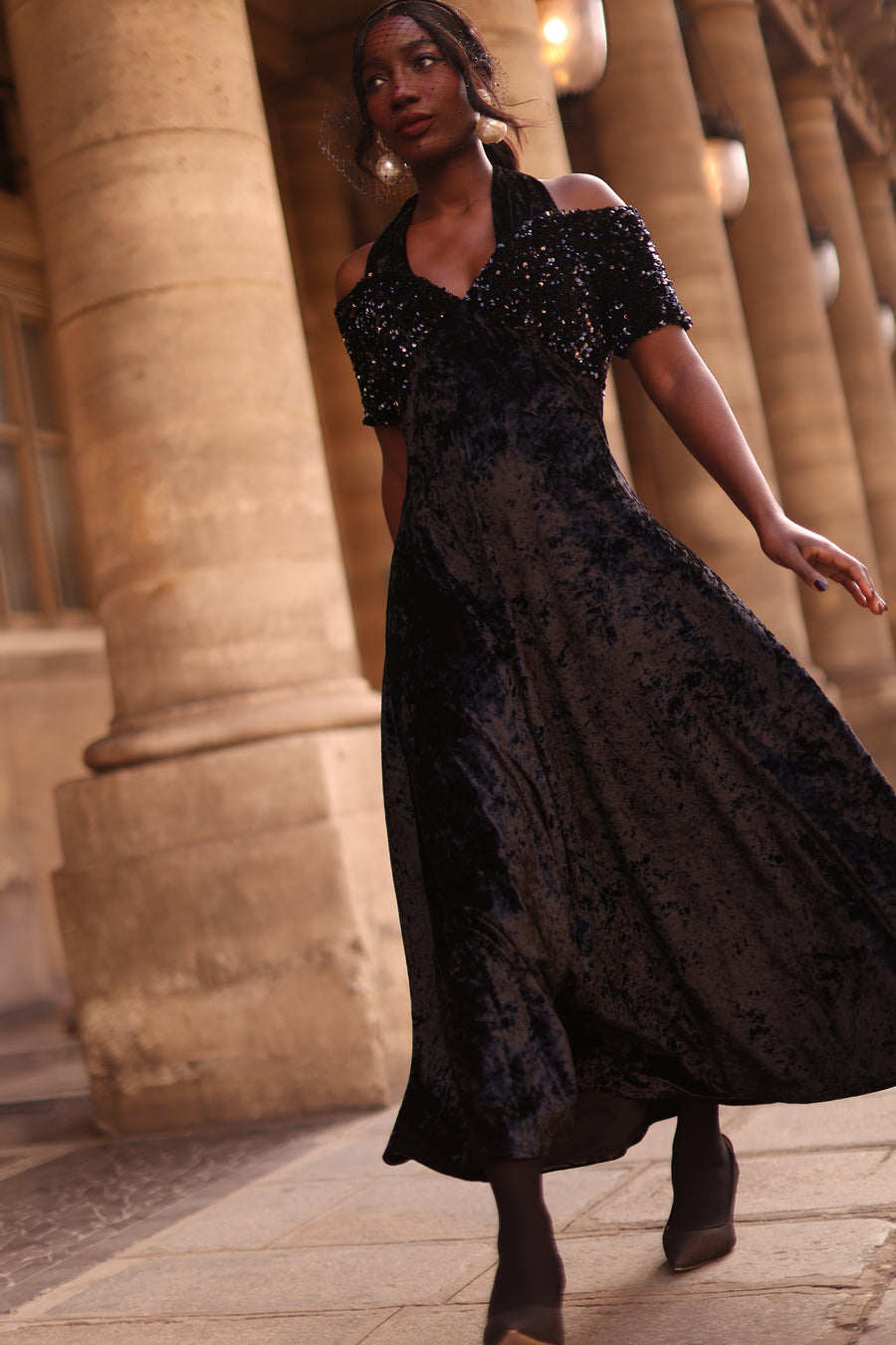 Bustier Sequin Swing Dress