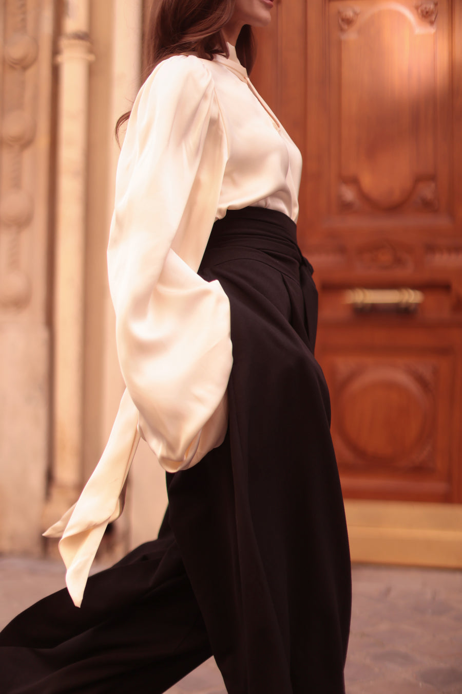 Black Tailored Wrap Trousers