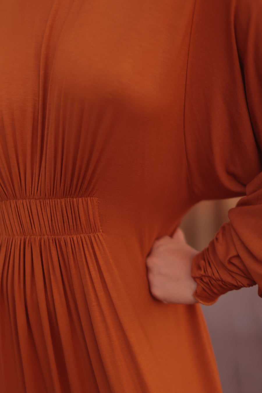 Terracotta Cotton Draped Dress