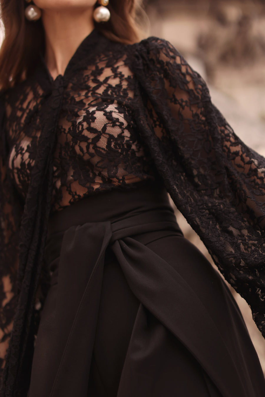 Black Lace Baroque Blouse