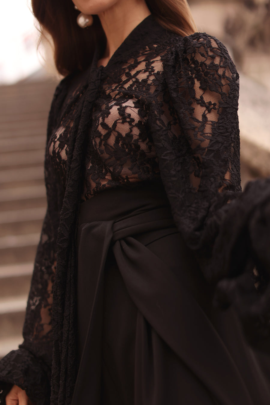 Black Lace Baroque Blouse