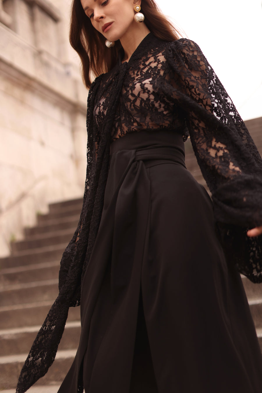 Black Lace Baroque Blouse
