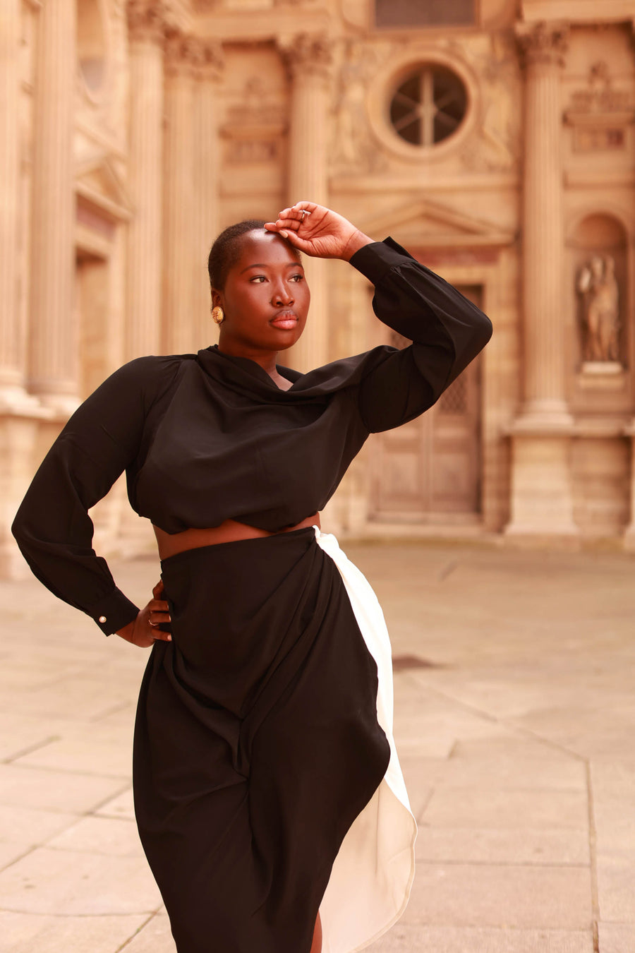 Black Draped Blouse