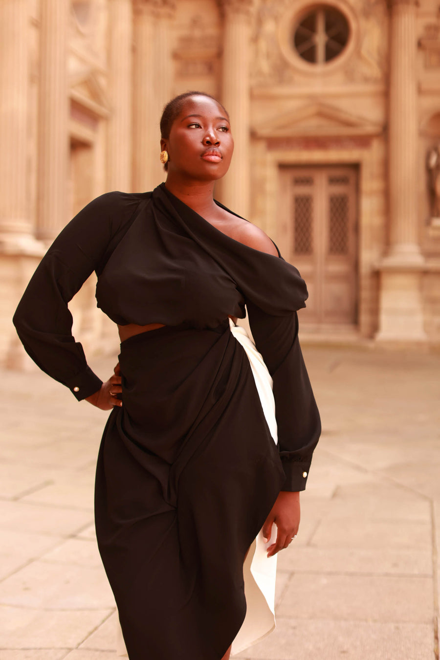 Black Draped Blouse