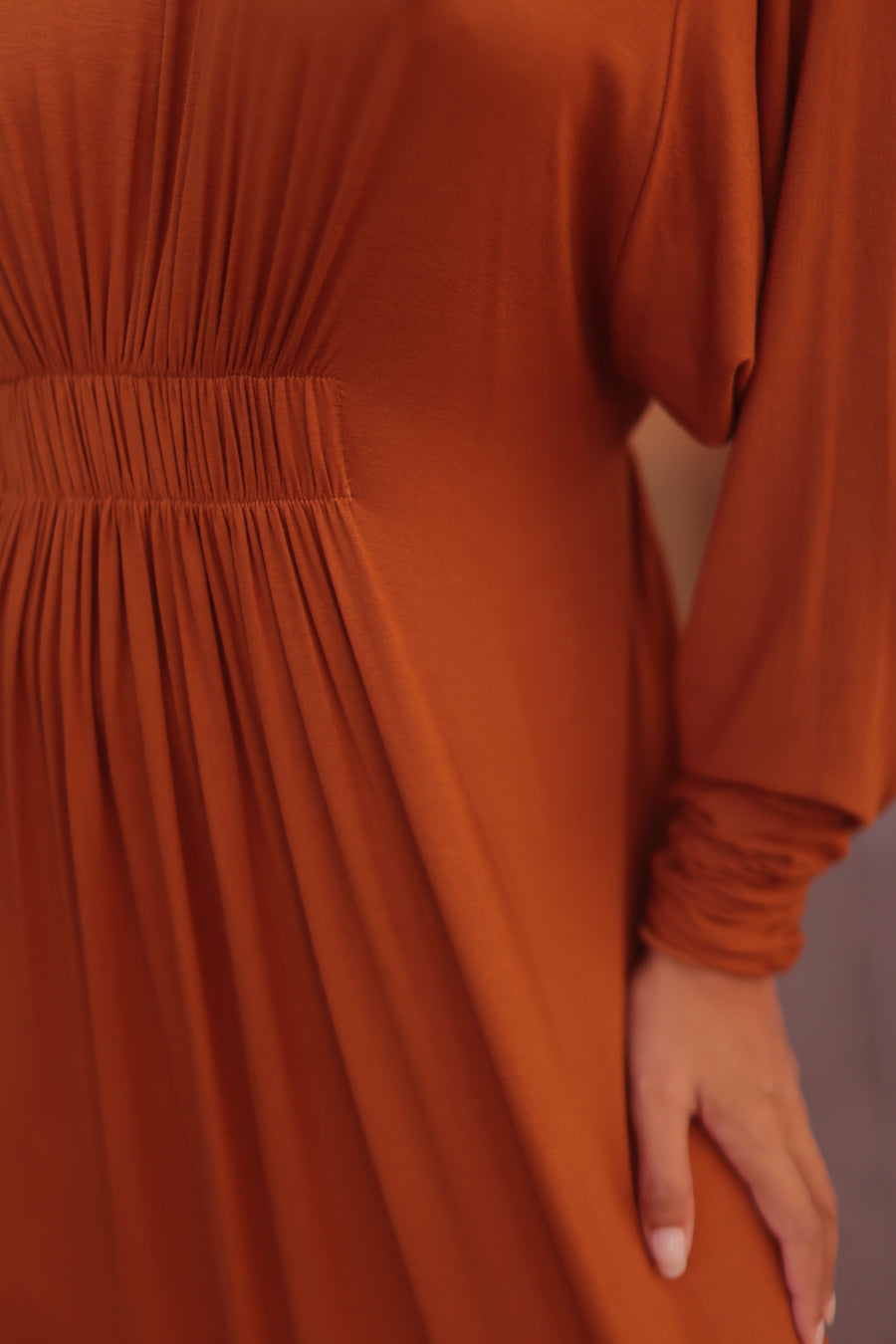 Terracotta Cotton Draped Dress