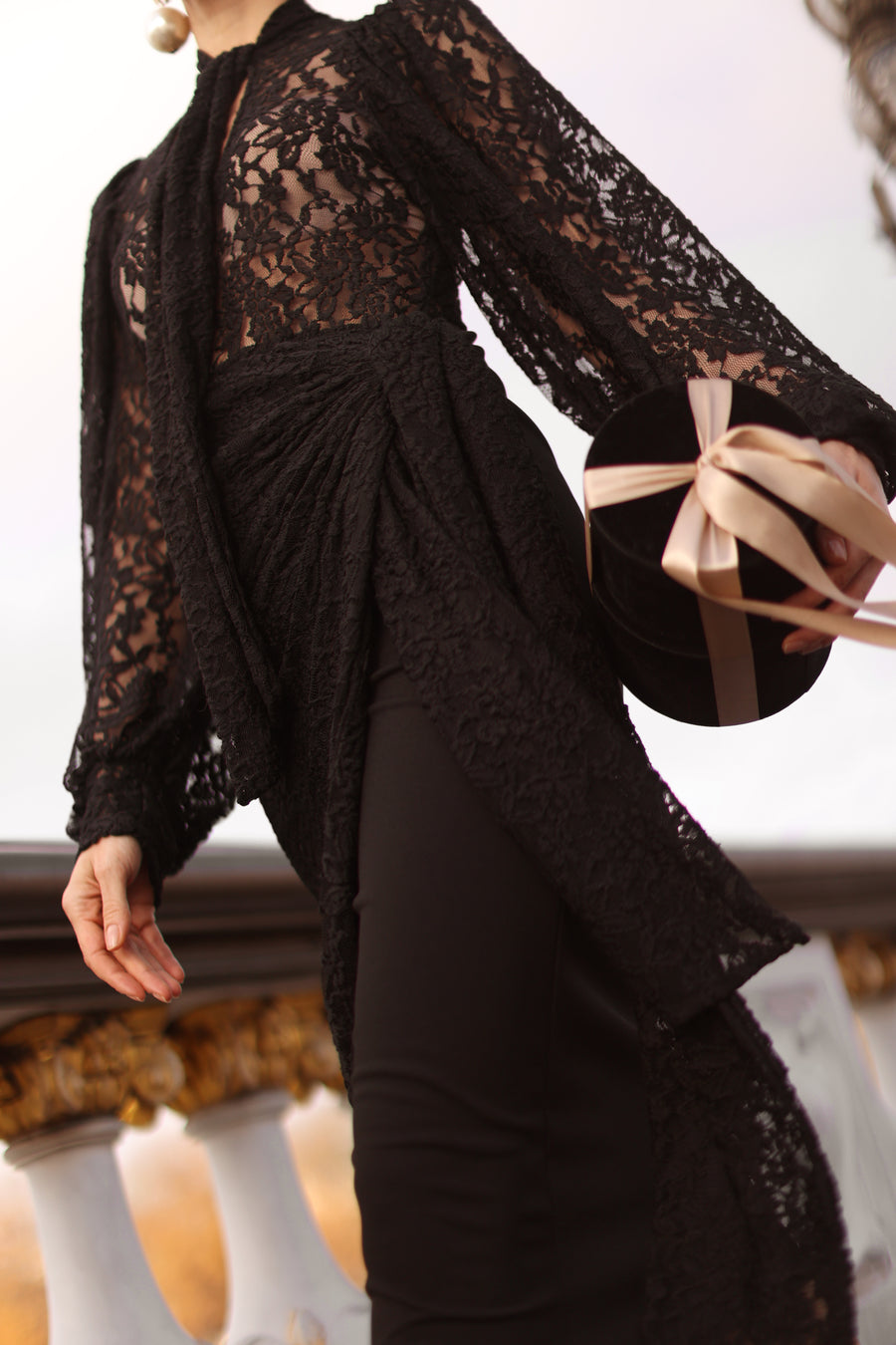 Baroque Lace Wrap Dress